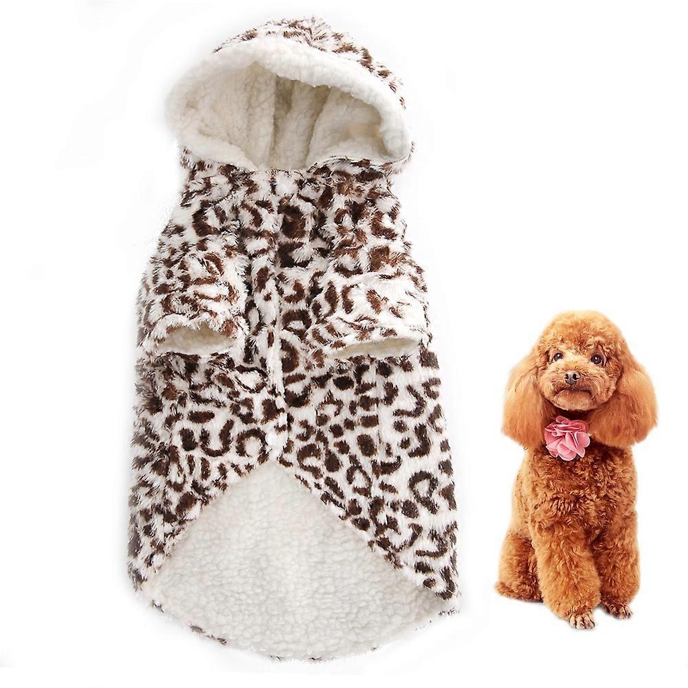 Autumn Winter Pet Plush Thickened Leopard-Print Dog Clothes Warm Outfit For Dogs Soft Size XS-XL