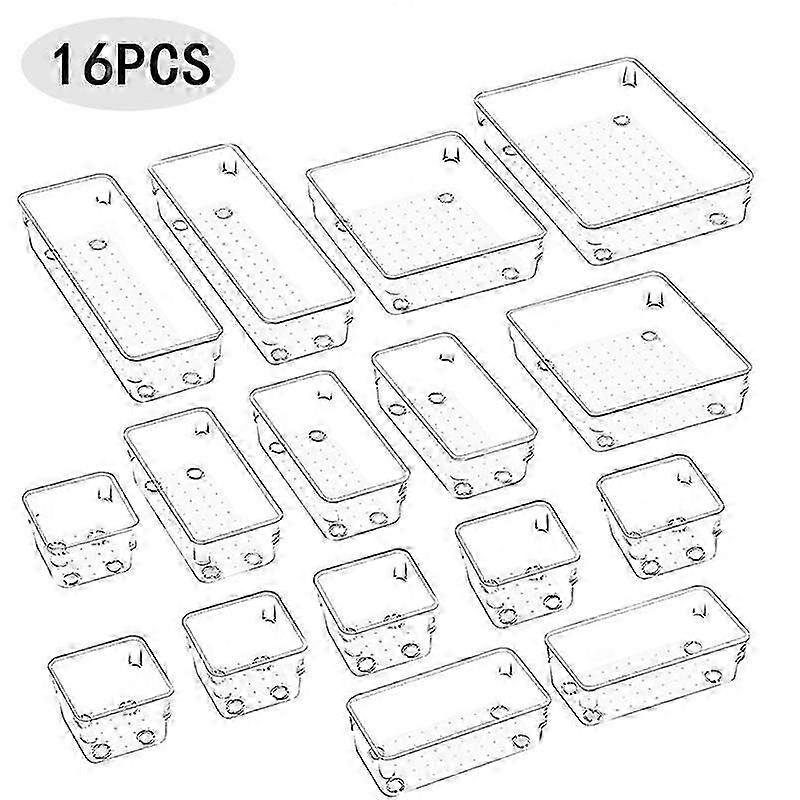 25 Pcs Clear Plastic Drawer Organizers Set, 4-Size Storage Bins