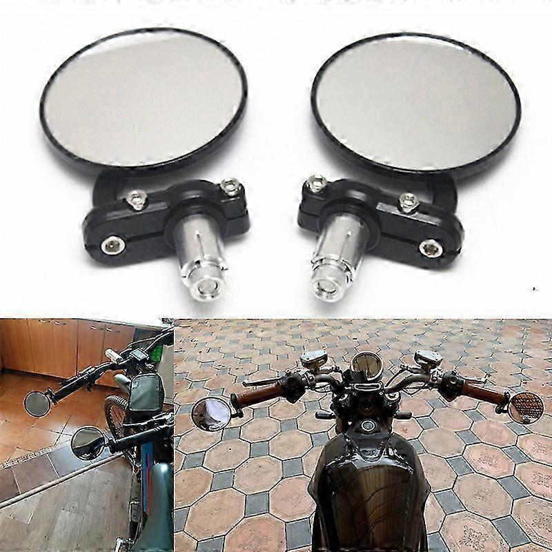 Black 7/8 Handlebar End Mirrors Oval Custom Classic Side Mirrors Chopper Bobber Cafe Racer ATV Quad Rearview Mirrors
