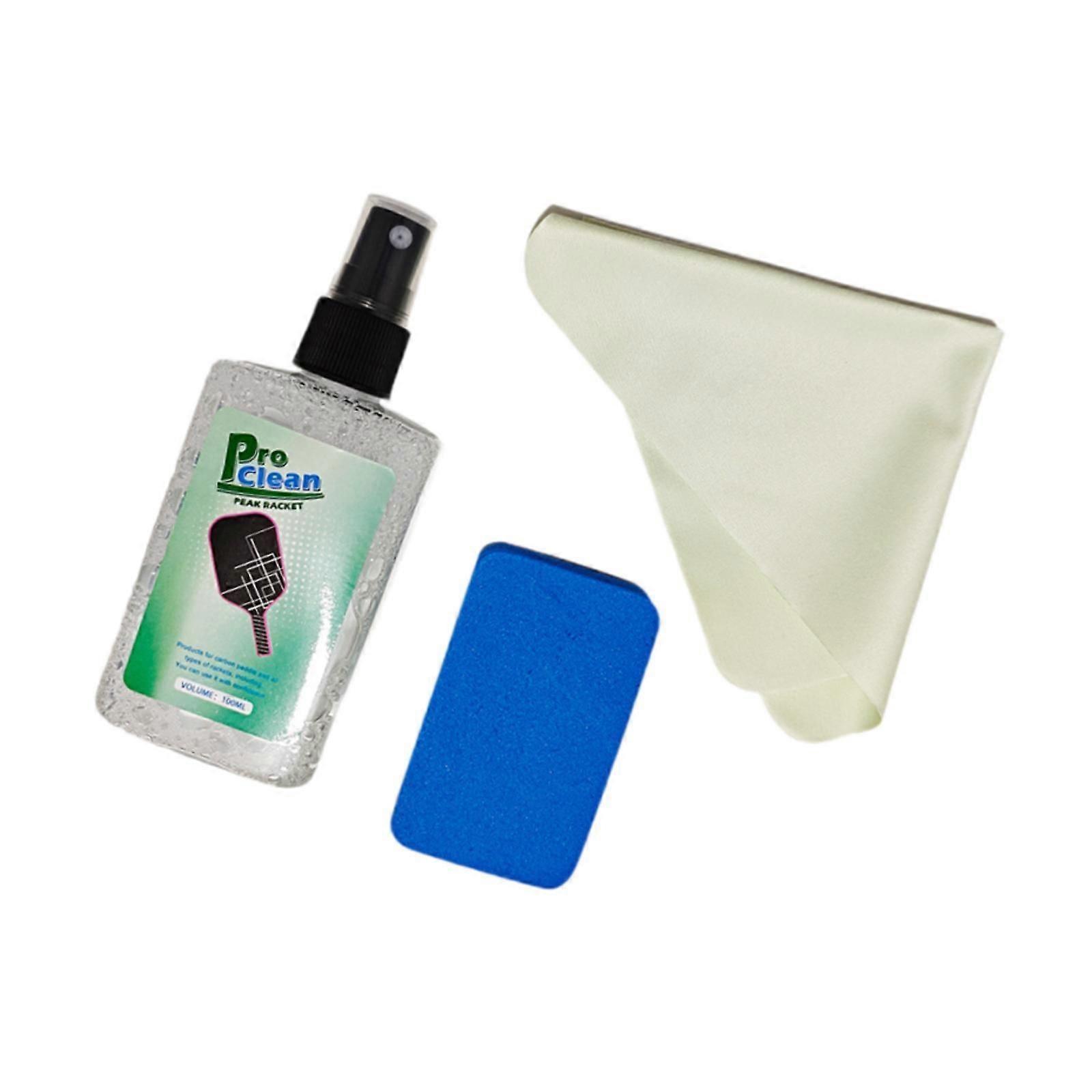 Pickleball Racket Cleaning Spray with Sponge 100 ml Portable Maintenance Kit Round Bottle Set