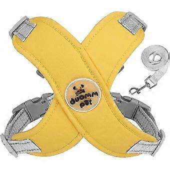No Pull Dog -valjaat ja talutushihnasarja keskikokoisille koirille, Super Comfort -koiran liivivaljaat lyijykoiran kaulapannalla (keltainen, keskikokoinen)