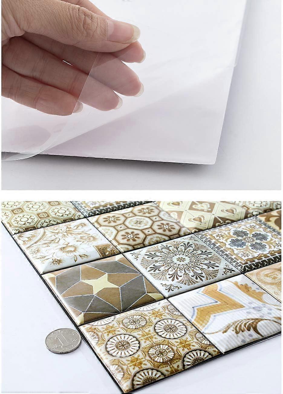Decorative Design Peel And Stick Backsplash, Stone Composite Material For Easy Install And Heat Resistance, 5 Pieces 11.8 X 11.8 Inch