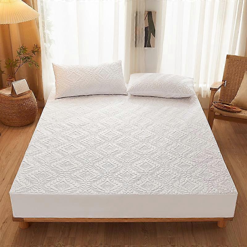Waterproof Quilted Mattress Protector Breathable Mattress Cover Anti-mite Anti-bacterial Fitted Bed Sheet No Pillowcase