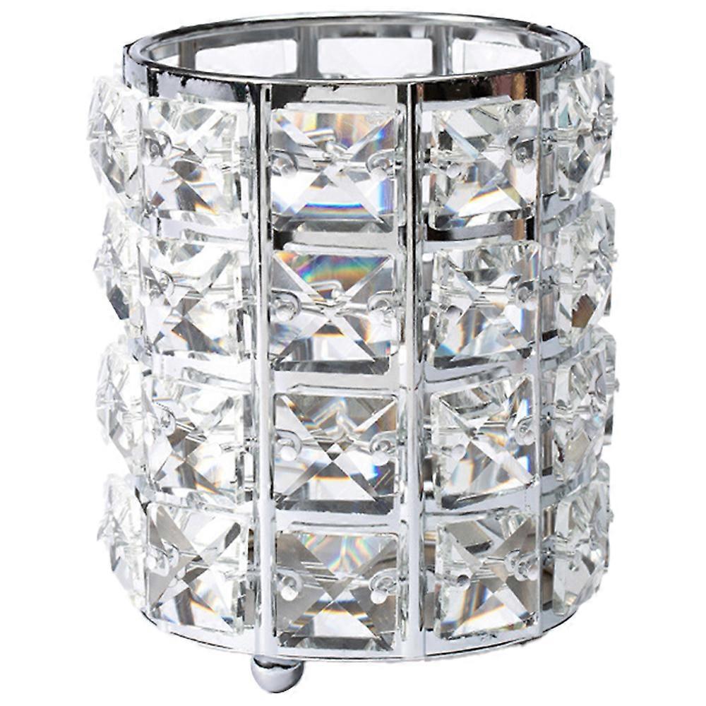 Geometric Makeup Organizer, Metal Frame, Square Crystal Pieces, Multi-function Vanity Desk