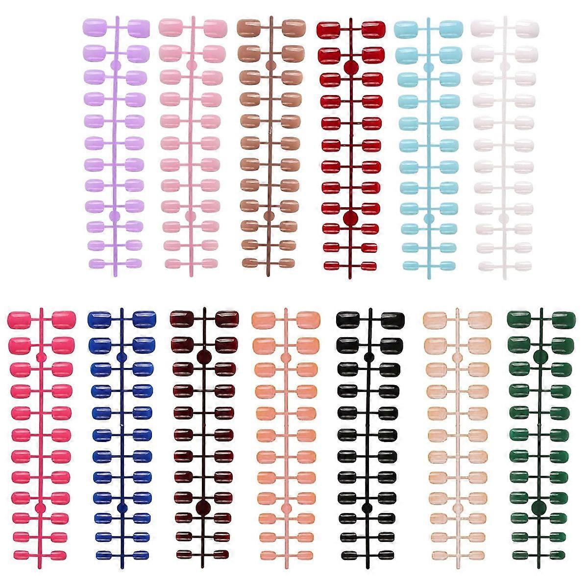 Solid Color False Nails, 390pcs, Fully Applied