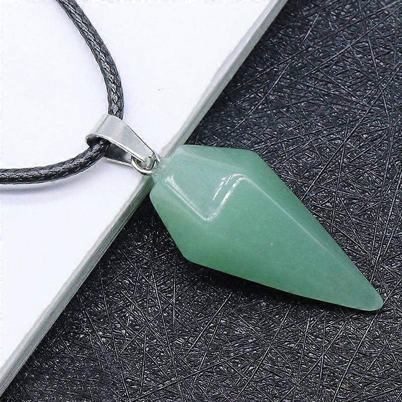 Natural Gemstone Crystal Energy Healing Pendant Cone Hexagonal Point Pendulum