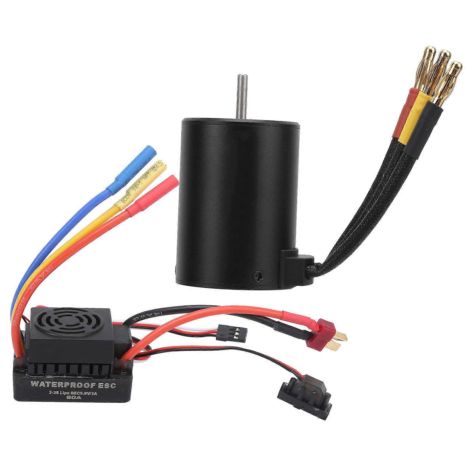 Waterproof 3650 4500KV Brushless Motor 60A Brushless ESC Combo Set for 1/8 1/10 RC Car