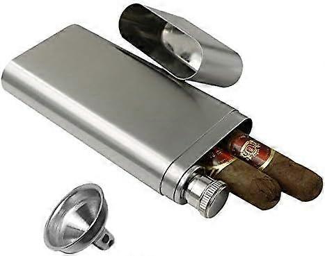 Cigar Tube with Flask, Case Travel Cigar Stainless Steel Case Cigar Man Flask Cigar