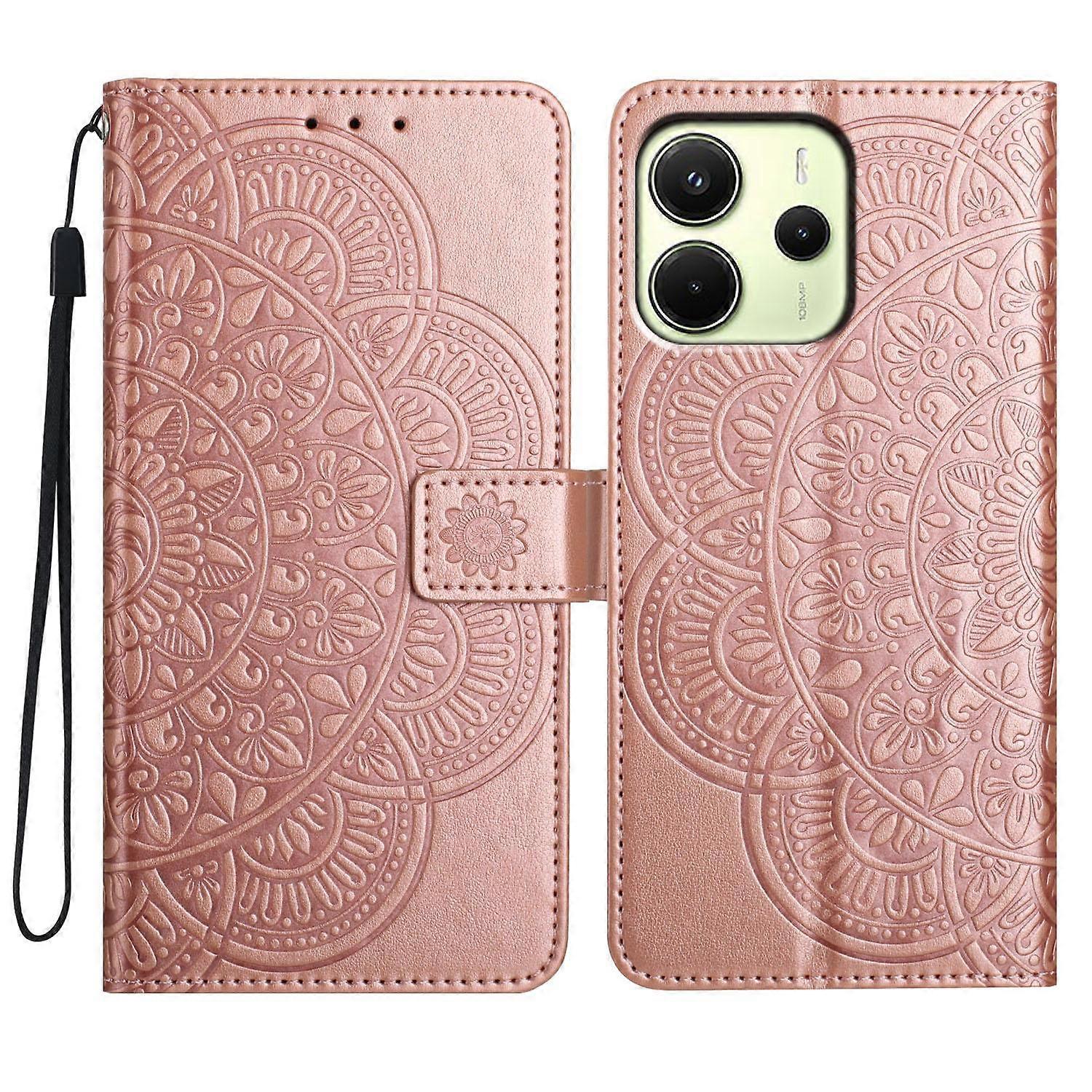 Handyhülle aus Leder mit Blumenprägung