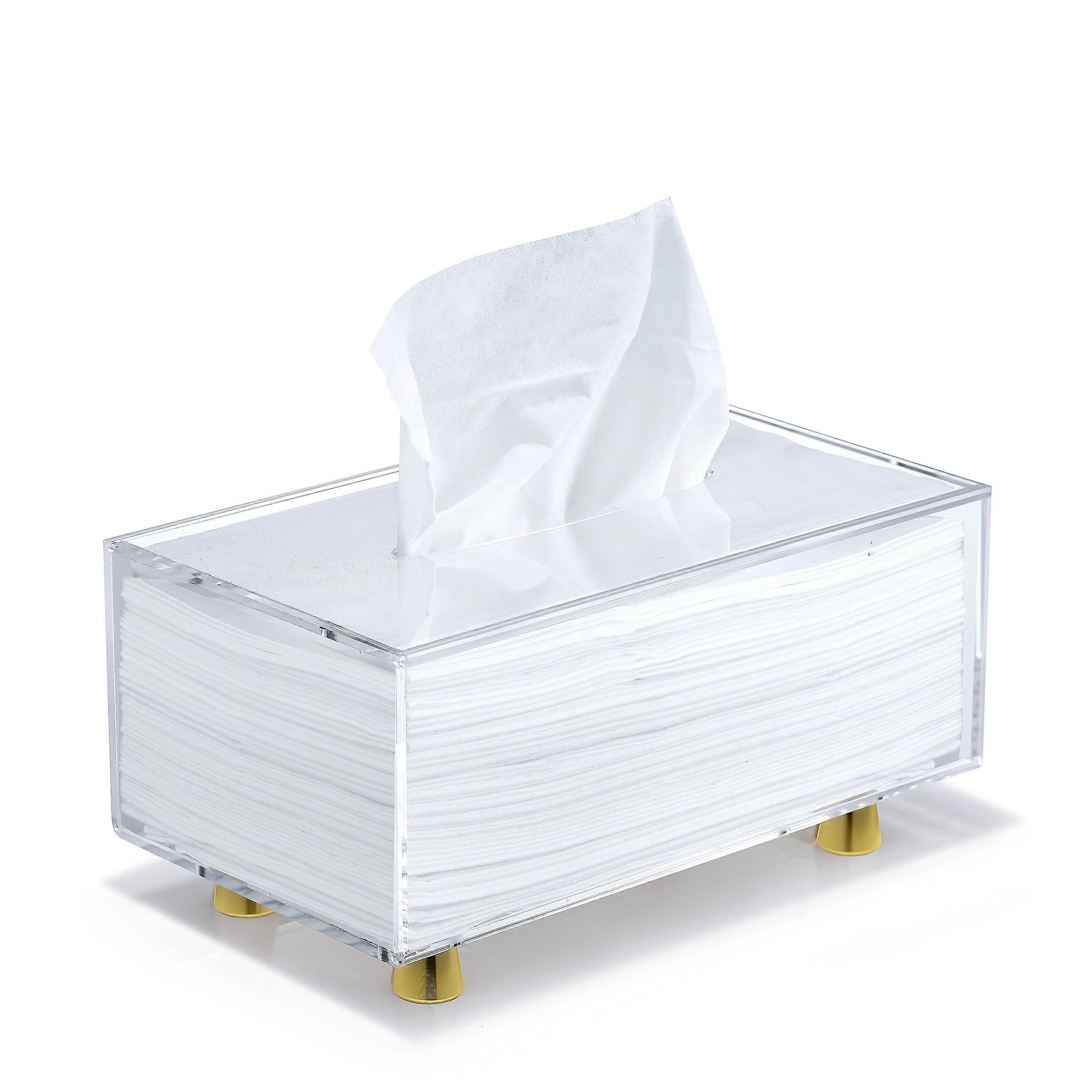 Thick acrylic clear tissue box holder for bathroom, kitchen