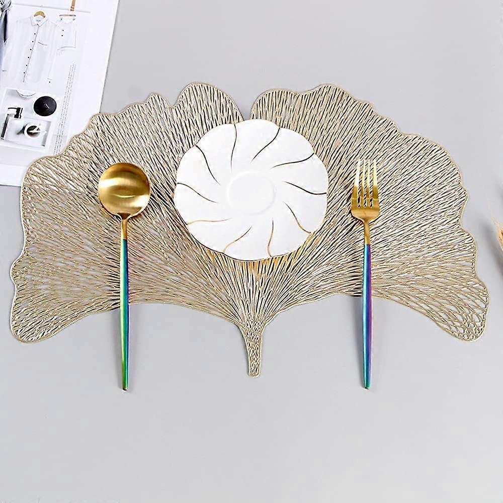 4 حزمة الجنكة بيلوبا المفارش الزخرفية PVC المفارش الجدول جوفاء المفارش مقاومة للحرارة مانعة للانزلاق المفارش ورقة المفرش للمطبخ المنزلي (ذهبي)