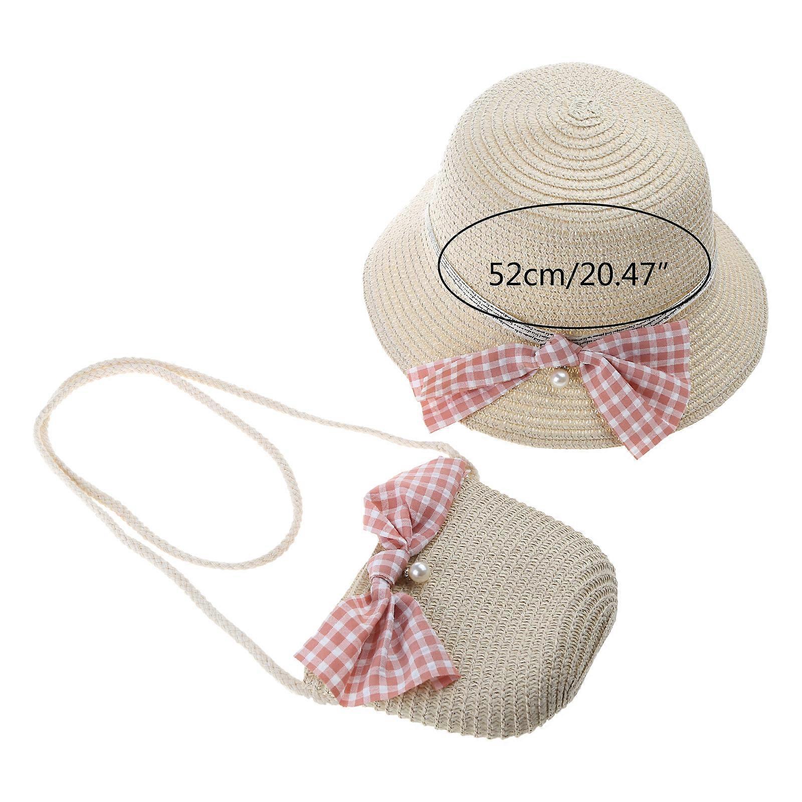 Toddler Crossbody Bag Straw Weaving Bucket Hat Multi-Color Lightweight Bucket Hat Breathable Soft Fisherman Cap Unisex  Pink