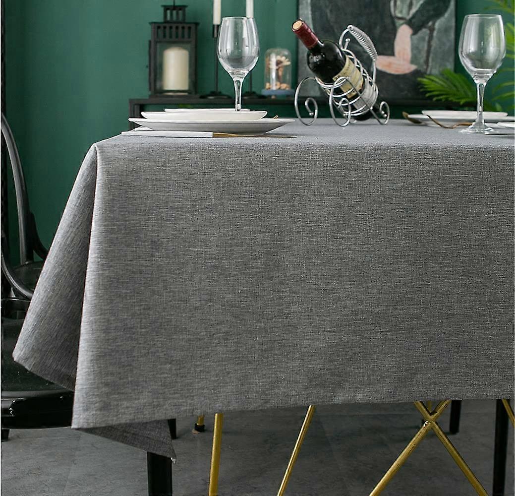 70 x 70 Inch Square Tablecloth - Fake Linen Texture, Waterproof, Shedding Resistant, Coal Color for Weddings and Events