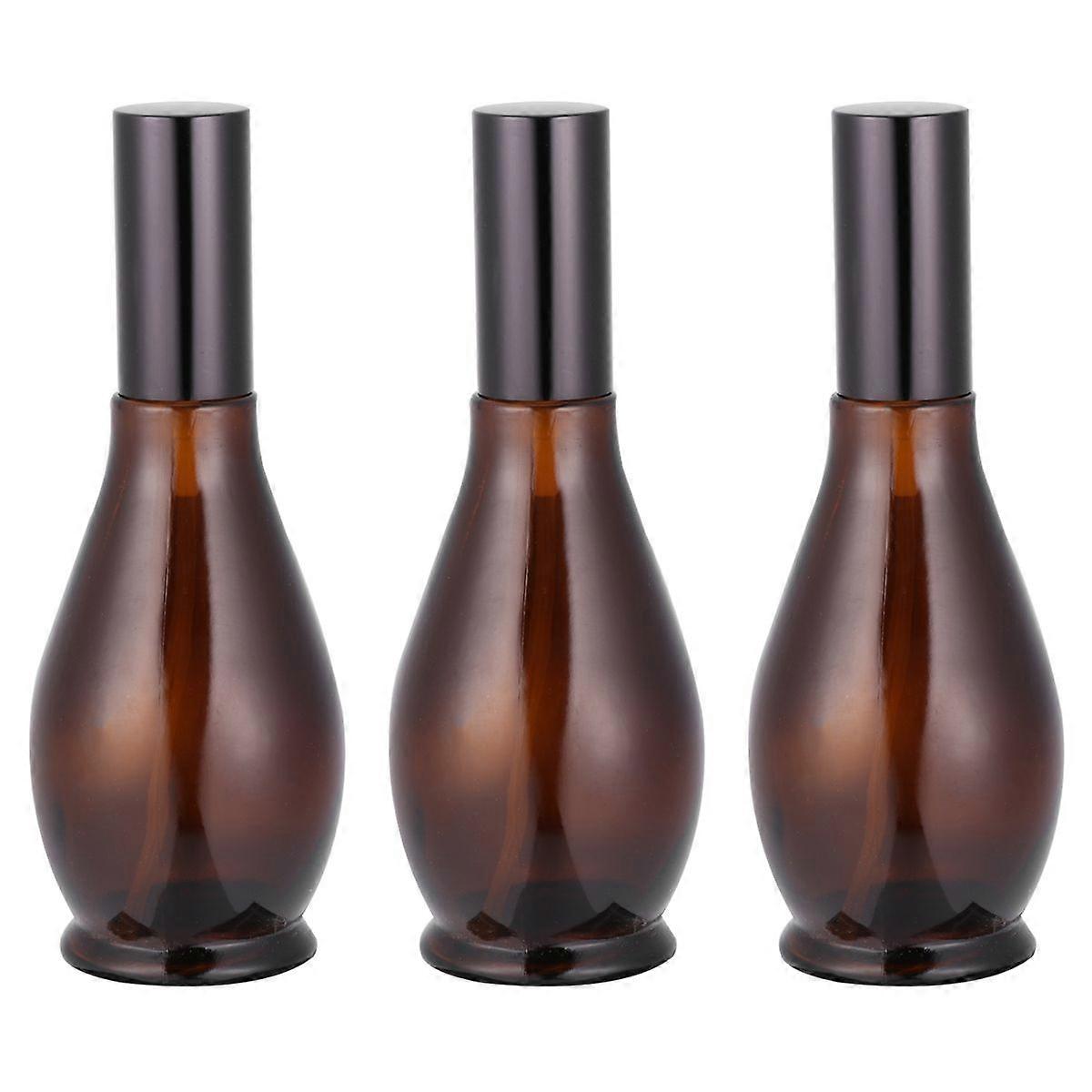 3 Pcs Brown Tea Color Spray Bottle Glass Small Empty Spray Bottle Perfume Liquid Dispenser for Make up and Skin Care Use (100ml)