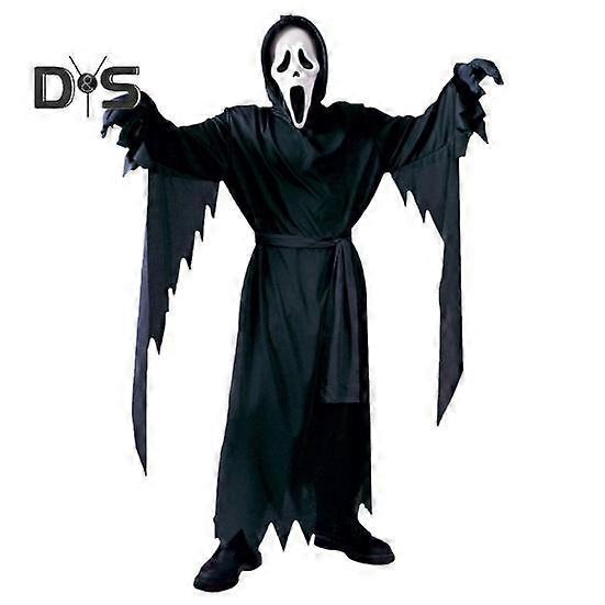 1 Set Kids Halloween Costume Set Creepy Ghost Cosplay Masque Gloves Belt Robe Suit Carnival Party Performance Haunted House Children Outfit