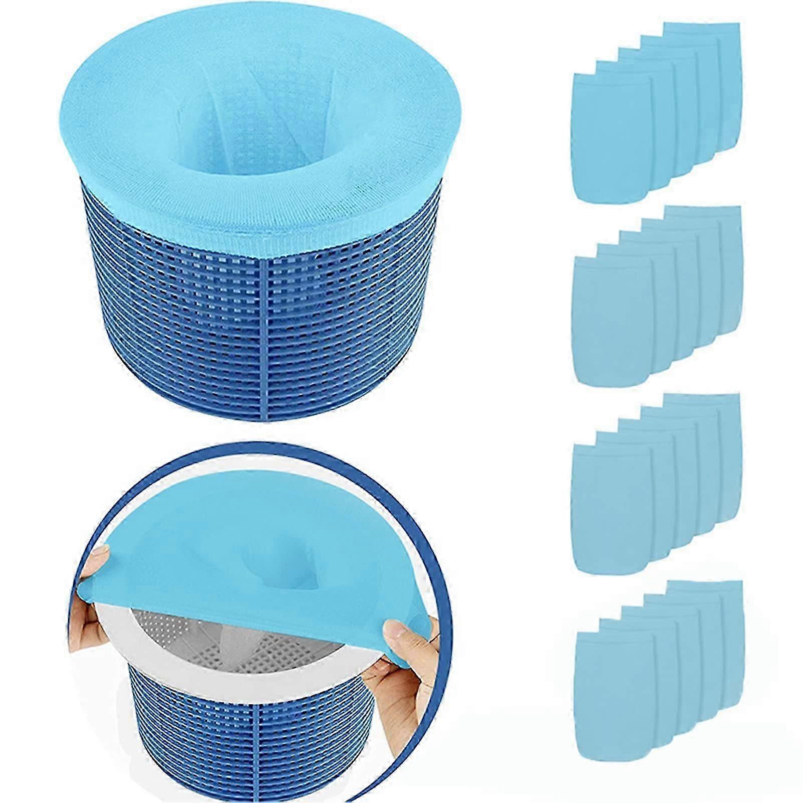 20 Piece Pool Skimmer Socks, Pool Skimmer Socks, Elastic Nylon Fabric Filters- With pH Test Paper- Removes Debris & Leaves, Moss, Insects
