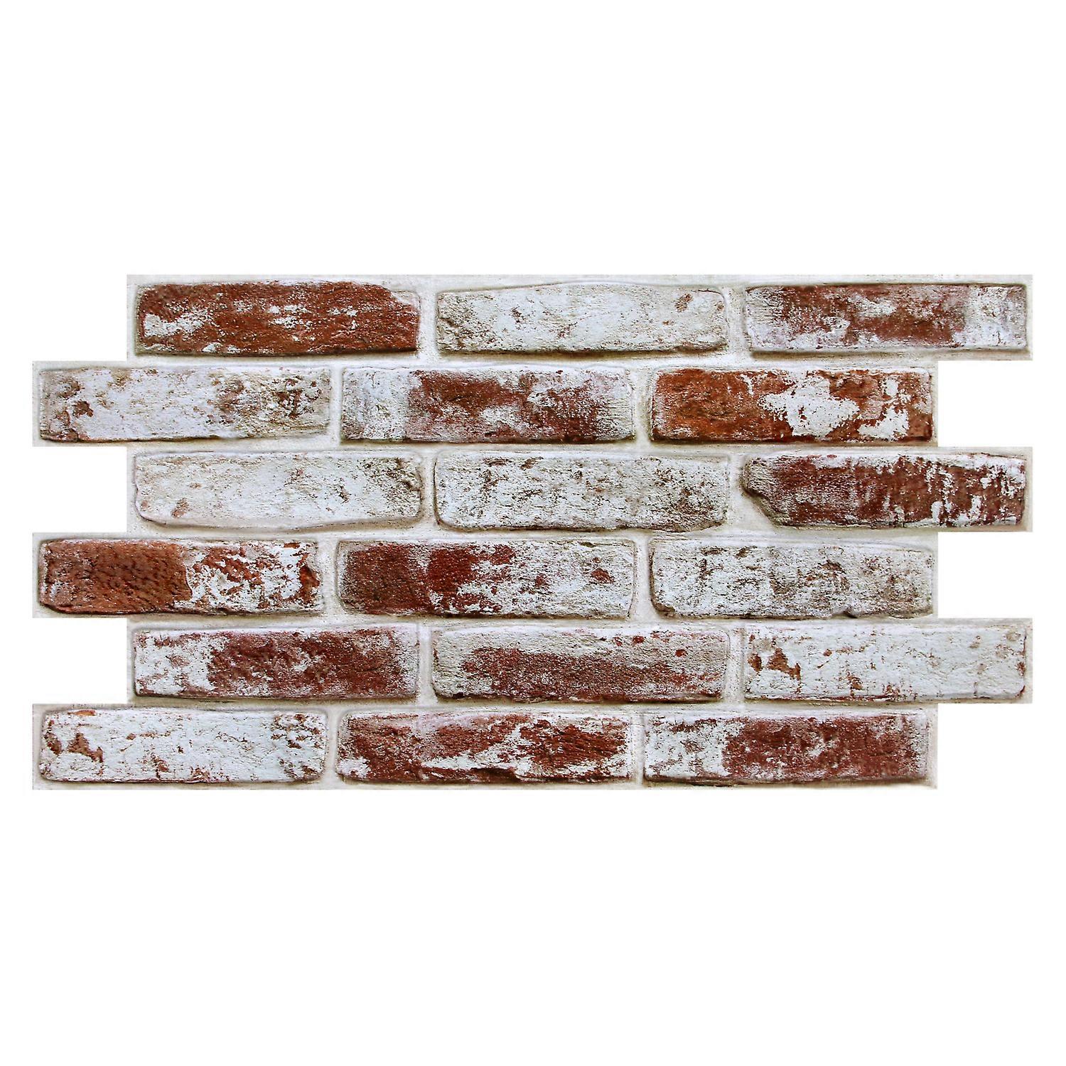 12pcs 3D Faux Brick Wall Panels Self-adhesive, Whitewash Red Brick Tile Stickers, Easy to Apply, for Brick Kacksplash Kitchen, Living Room, 58x30cm 