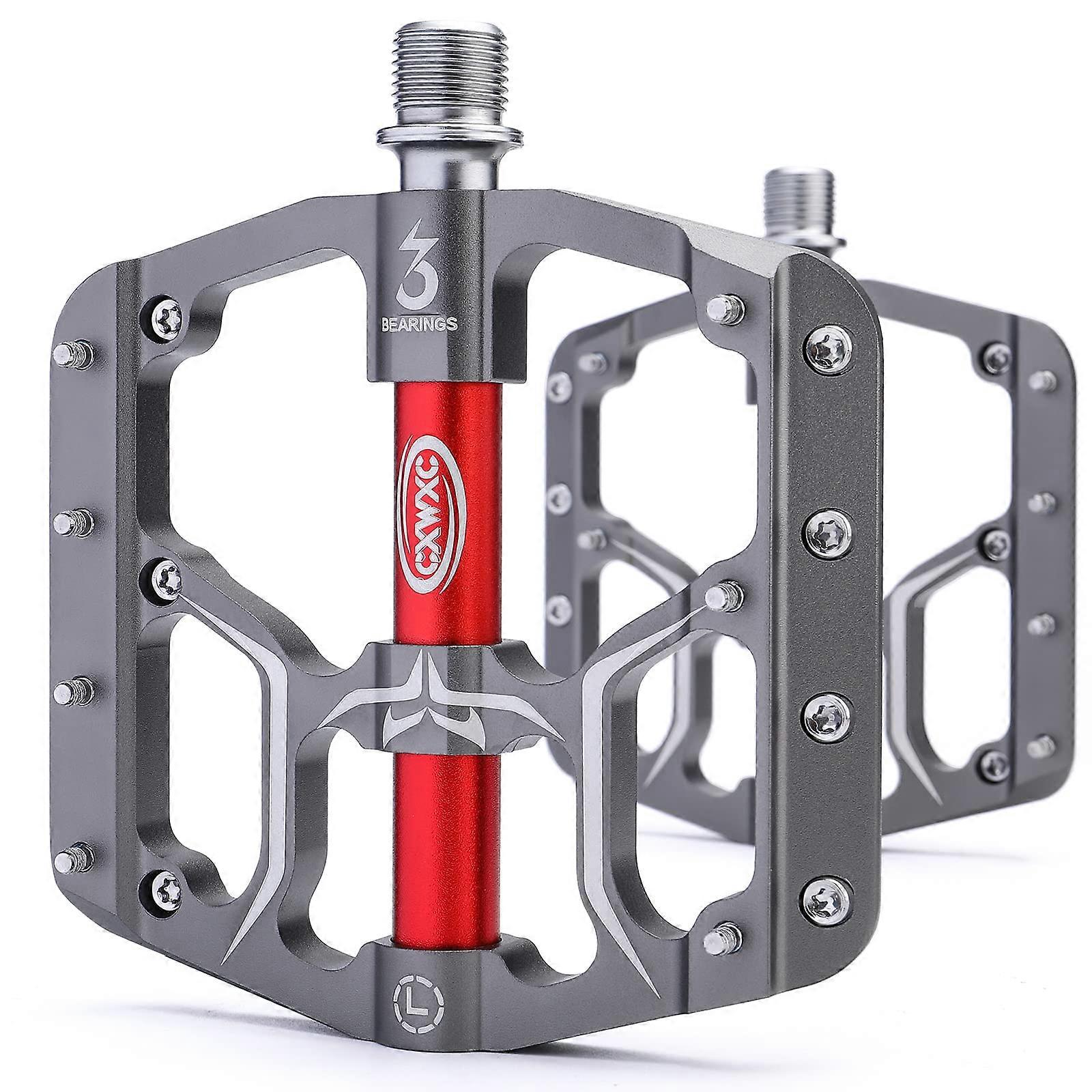 Road/Mountain Bike Pedals 3 Bearings 9/16' Aluminum Alloy Bicycle Pedals Mountain Bike Pedal with Removable AntiS Nails
