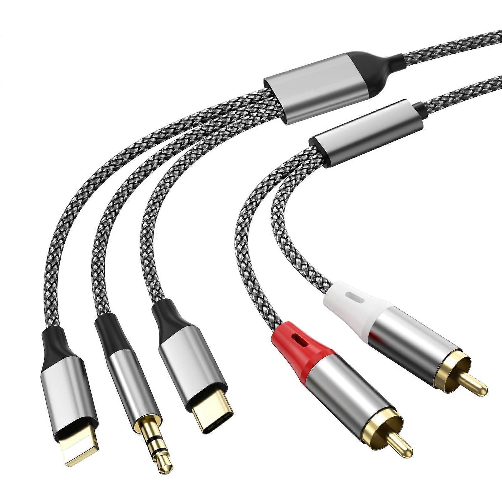 Three in one RCA Audio Cable, Used to Connect RCA Cable Adapter, USB C to 2 RCA Cable