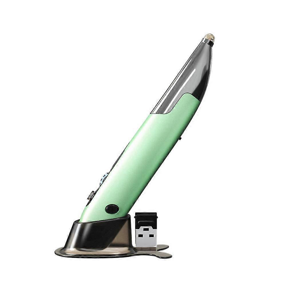 Wireless Optical Pen Mouse 2.4G with Three DPI Modes 800/1200/1600 Rechargeable Pocket Size for PC Laptop Green