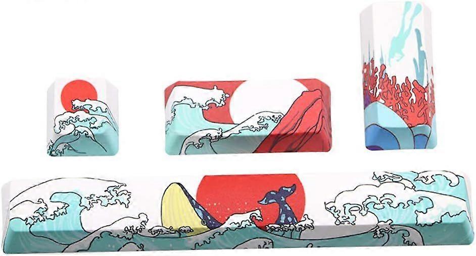 New Arrivals Keycaps, 4 Keycaps, Sea Series Replace SpaceBar Keycaps, PBT Spacebar Space Bar Keycap for DIY Mechanical Keyboard