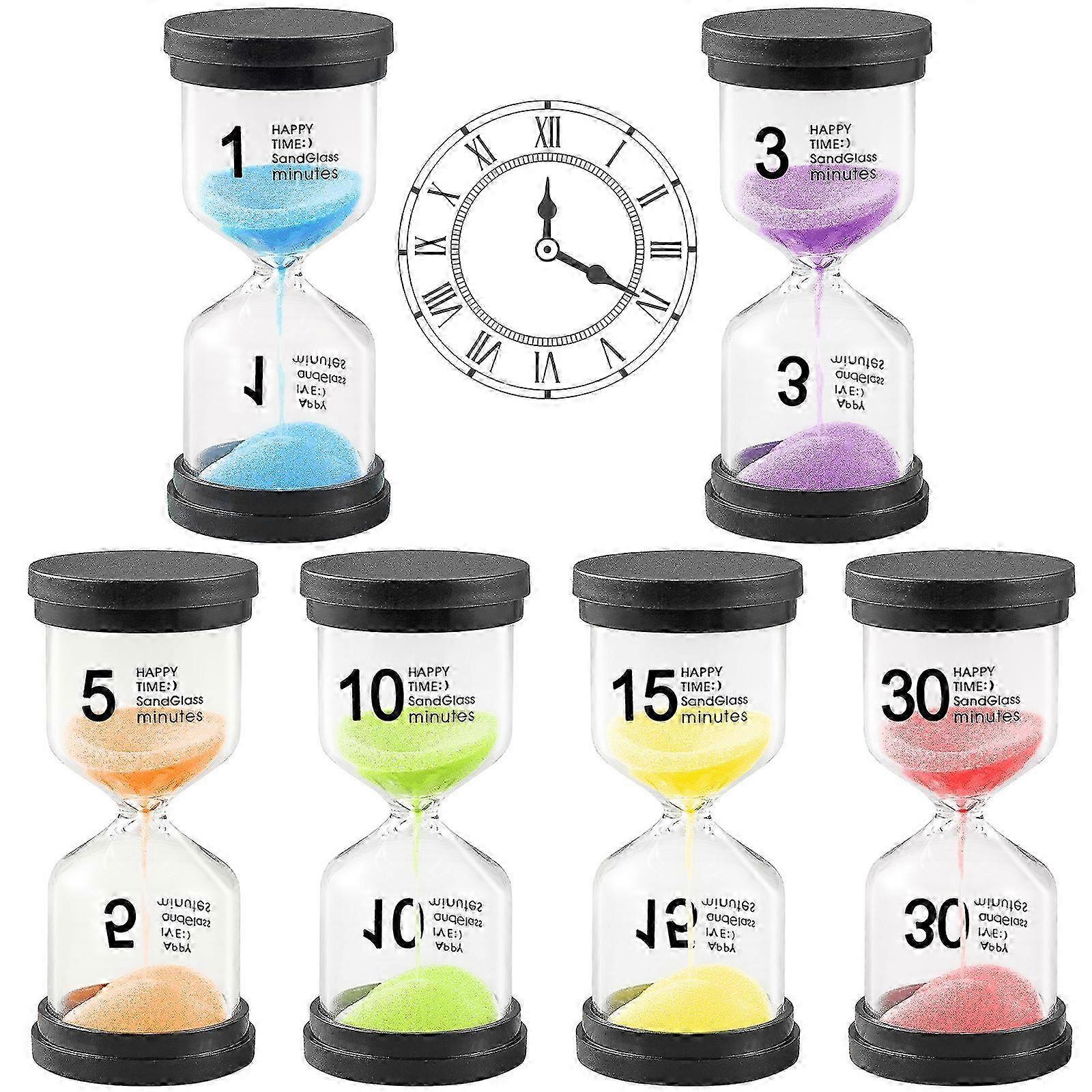 Colourful Hourglass Set with 6 Colours for Decoration and Timing