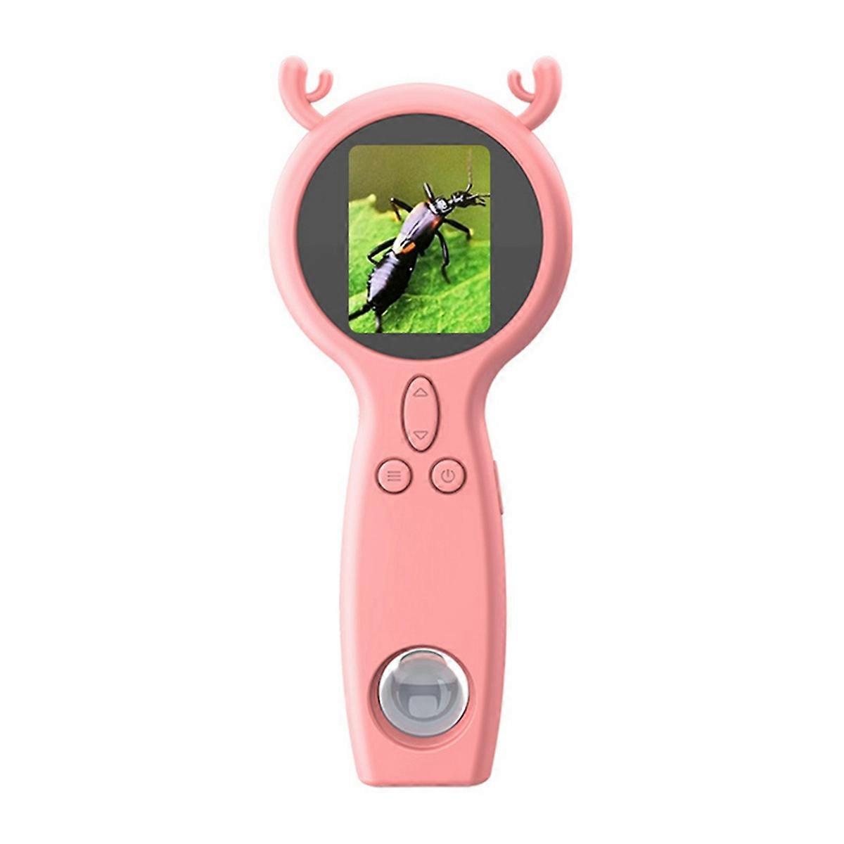 Kids Handheld Microscope Portable Digital HD Magnifier Two Lens Multi-Functional Magnifying Glass Supports Photo Video A