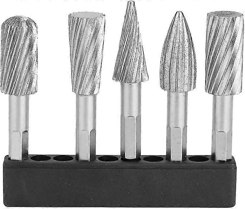 Rotary Burr Set, 5pcs High Speed Steel 1/4 Shank Rotary Rasp File Set