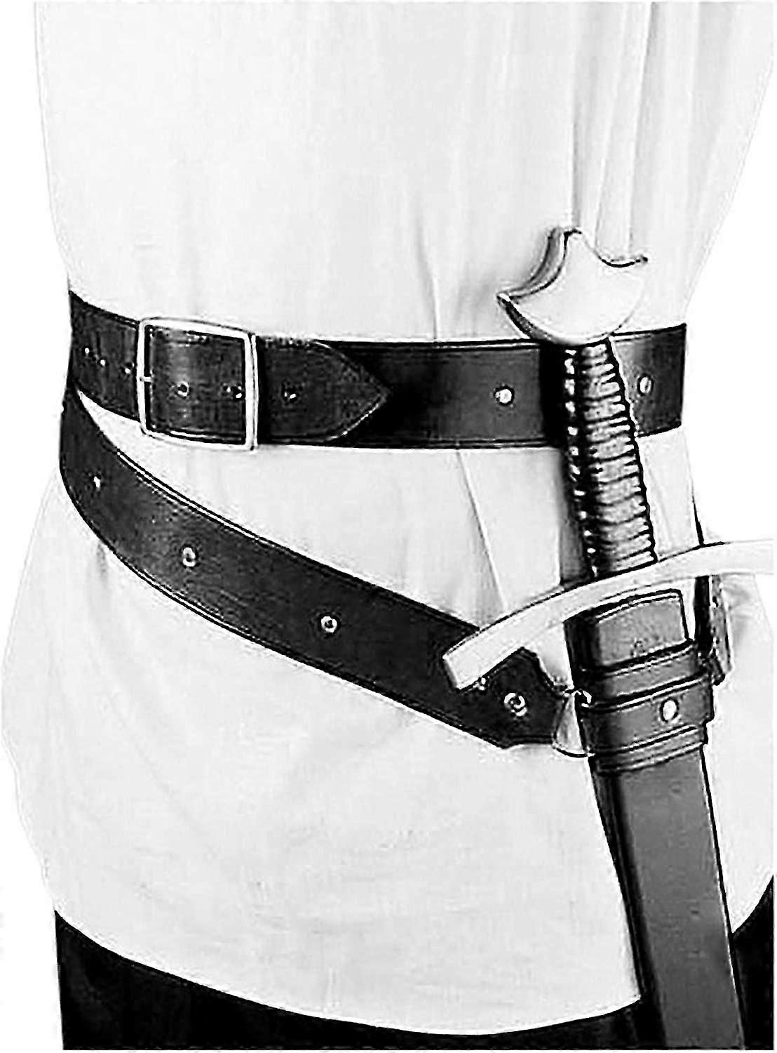Cinto de Espada Medieval Retro Couro Espada Sapo Cinto Porta-Espada Suporte Double Wrap Couro Genuíno Cinto de Espada Com Alças Ajustáveis Universal Couro Espada F