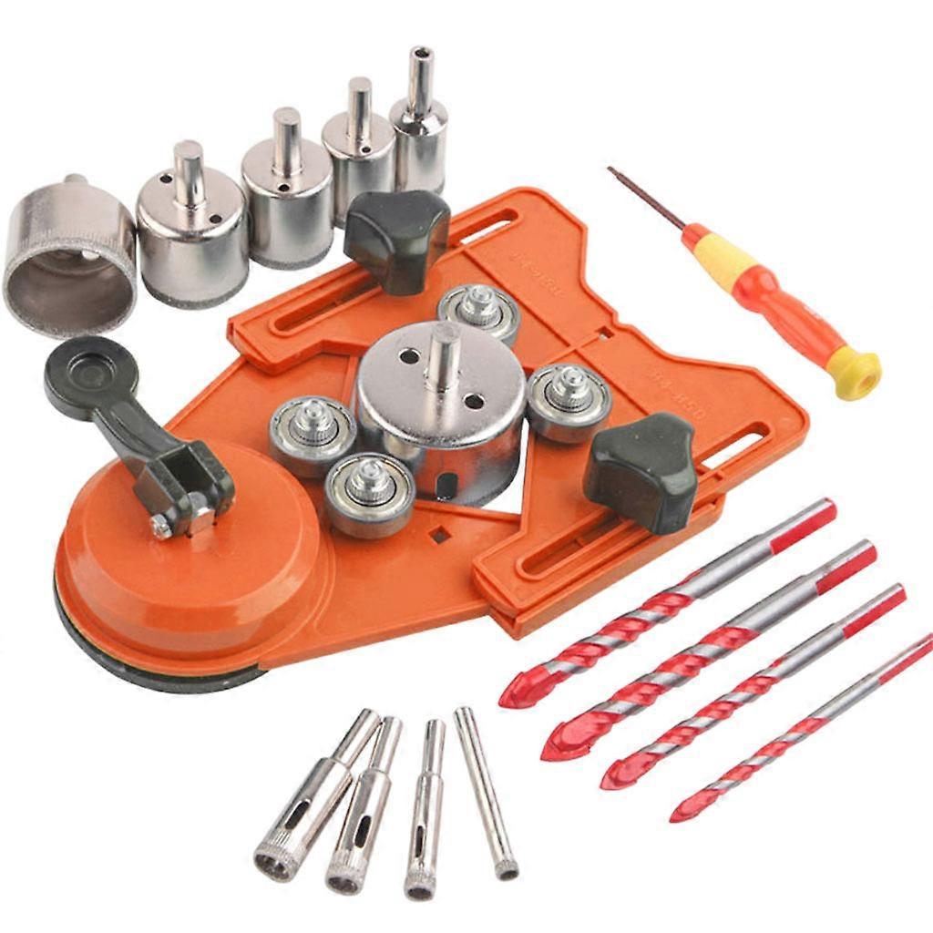 Diamond Drill Bit Set, Set with Guide Jig Fixture,Adjustable Centering Locator