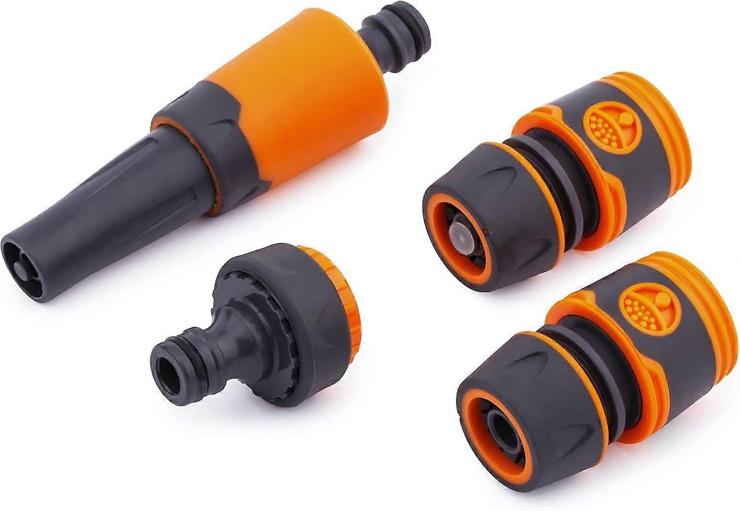 Set Adjustable Nozzles (4pcs) with 1/2" Connection Kit - Garden Sprayer - Faucet Connector - Adapter - Irrigation Hose Connector