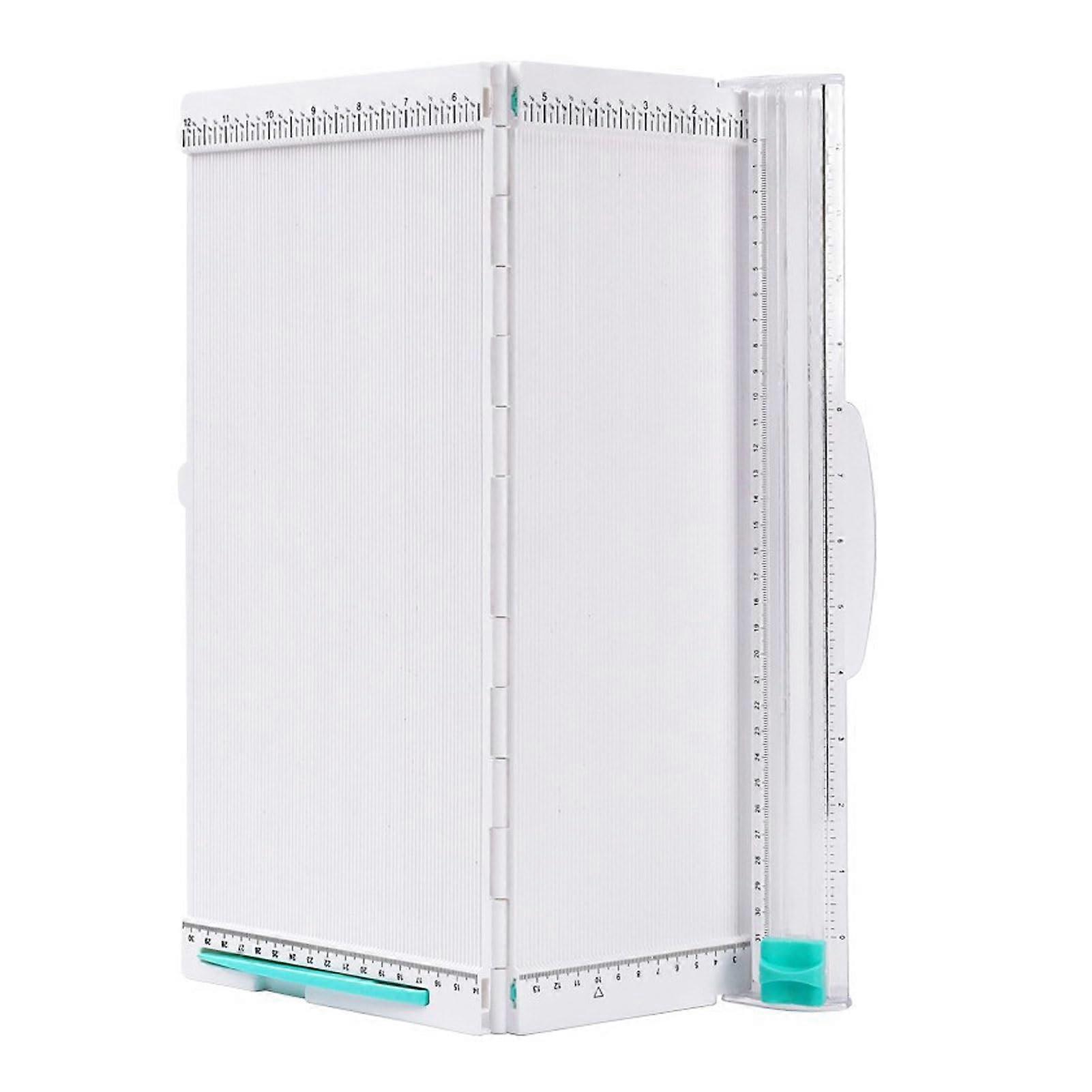 Foldable paper cutter, portable trimmer, scrapbooking tool for cardboard, craft paper, labels and photos white