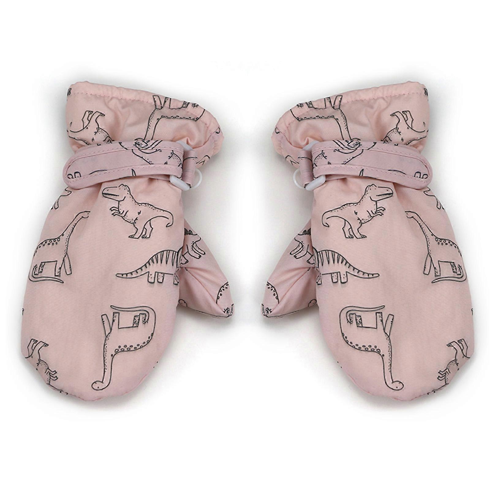 1 pari söpöä sarjakuvalasten hiihtohansikkaita lämpimiä lapaset pojille ja tytöille luistamattomat ja vedenpitävät ulkoiluhanskat vaaleanpunaiset S 6M - 2Y