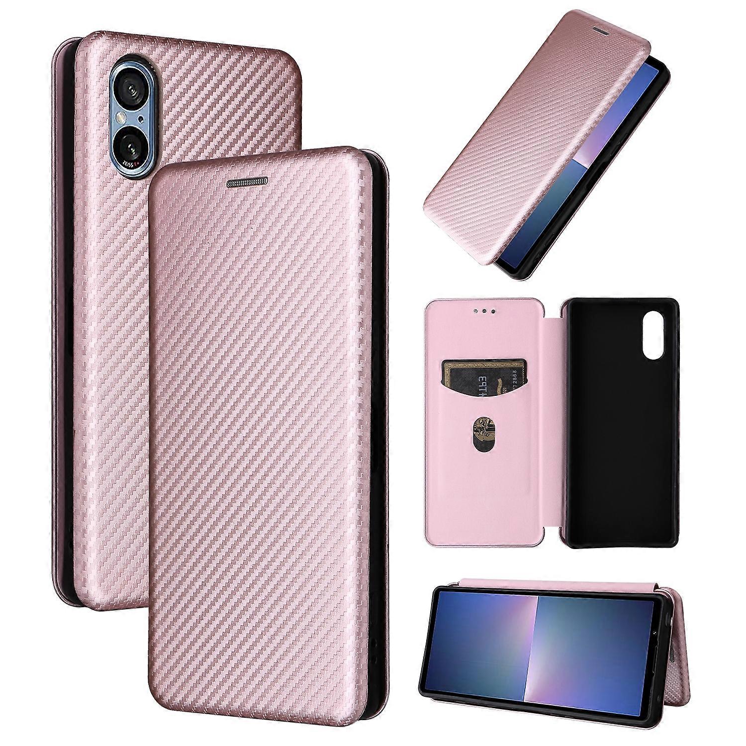 Kolfiber Textur Flip Läder Telefonfodral