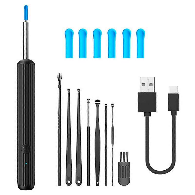 TKdaddy Ear Care Visual Ear Cleaning Endoscope with LED Light Earwax Removal Tool Kit, Upgraded Version Black