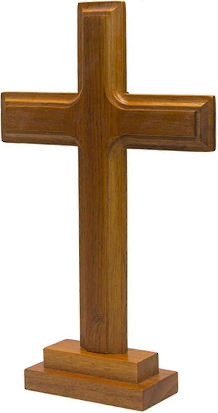 Wooden Standing Altar Double-Sided Display Table for Home Chapel Church Decor with Base