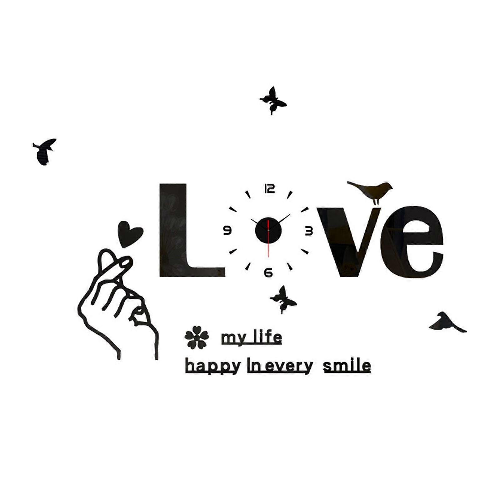 Love Theme DIY Wall Stickers Clock Kit Adjustable Size Accurate Movement