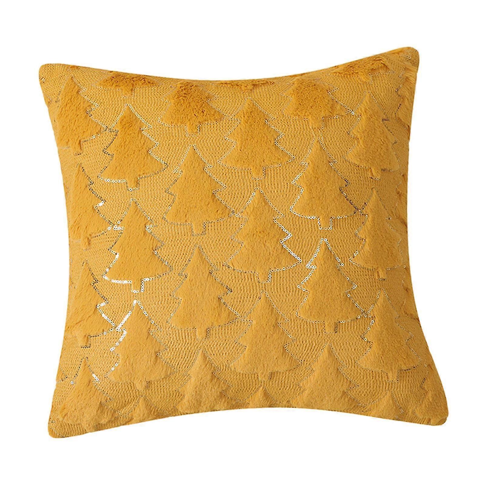 4x housse de coussin saisonnière Housse de coussin imprimée idéale pour les fêtes d’hiver et l’utilisation quotidienne en jaune vif