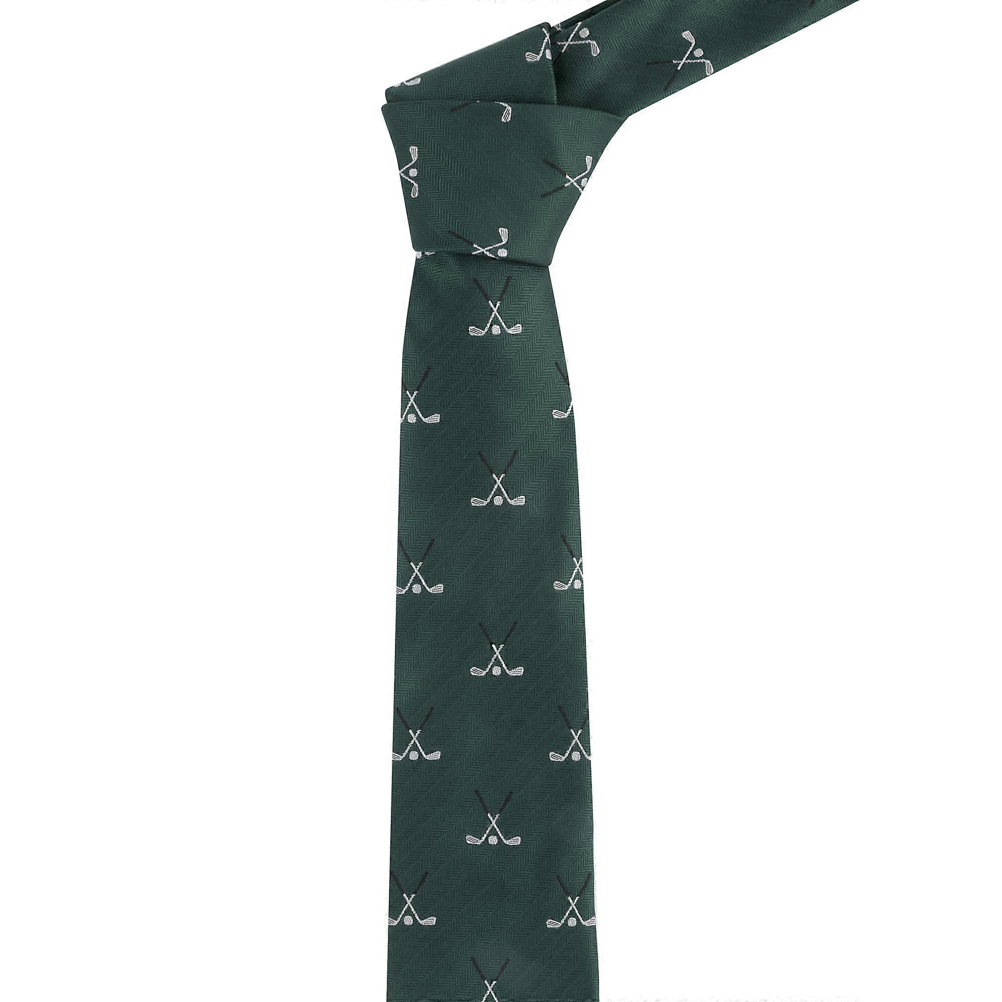 Dark Green Golf Clubs Herringbone Tie