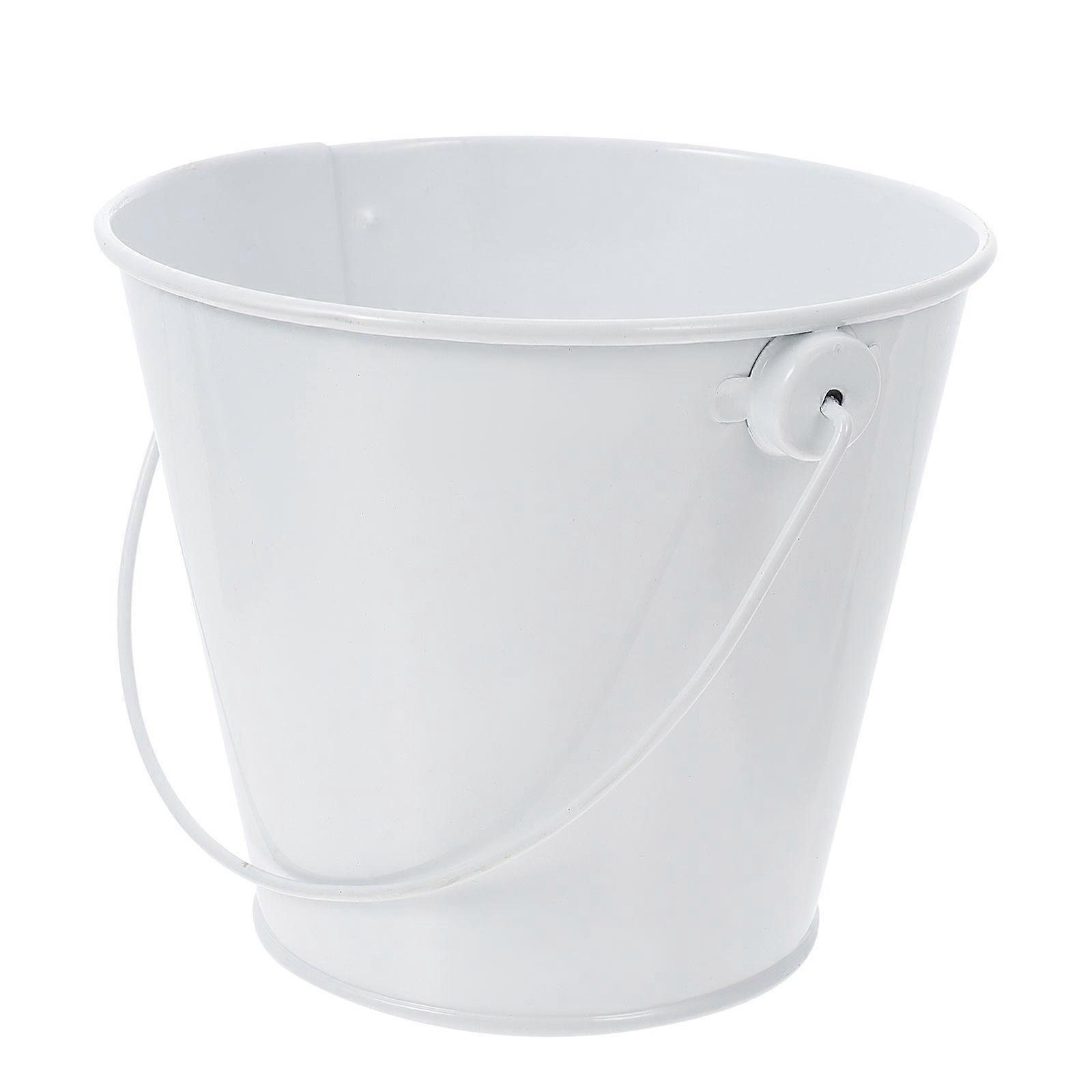 White Iron Chips Bucket for Storage Strong and with Smooth Edges 1Pc