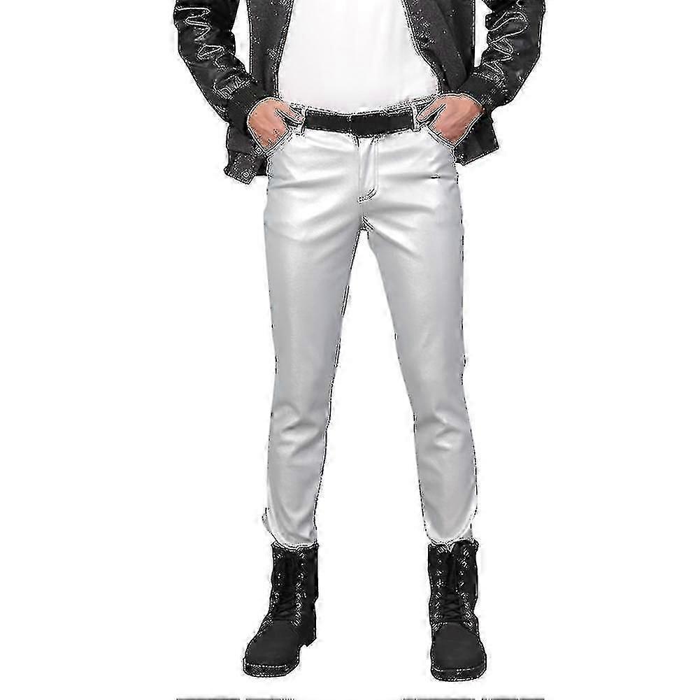 Youthup Pantalon moulant en similicuir extensible pour homme