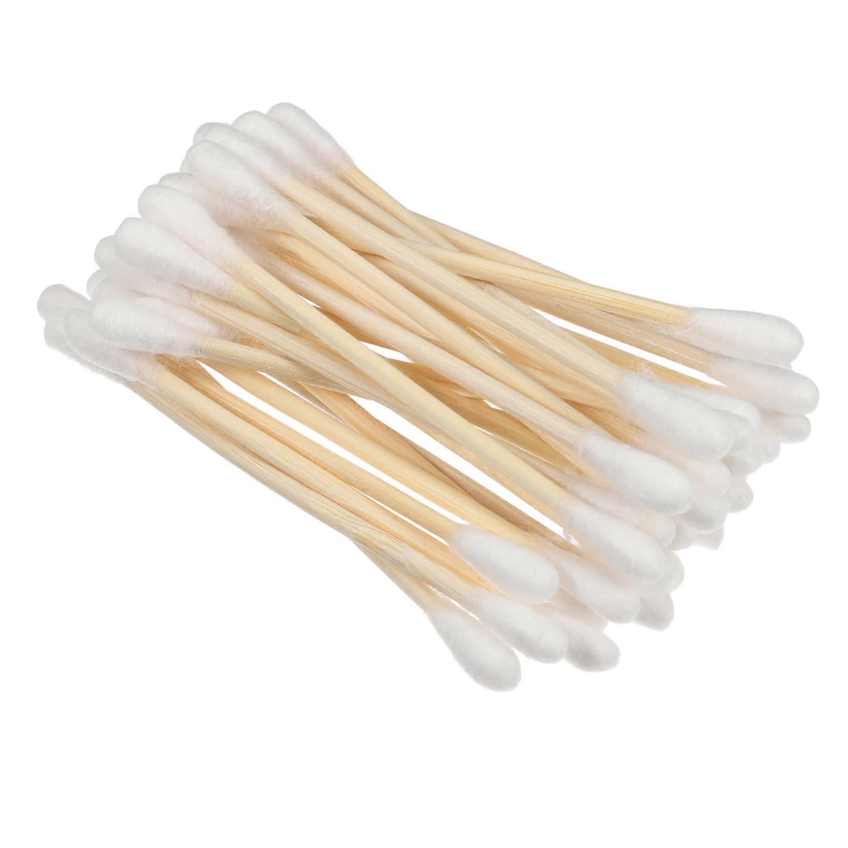 Bamboo Cotton Swabs Multipurpose For Makeup Removal And Cleaning, Large Absorbent White