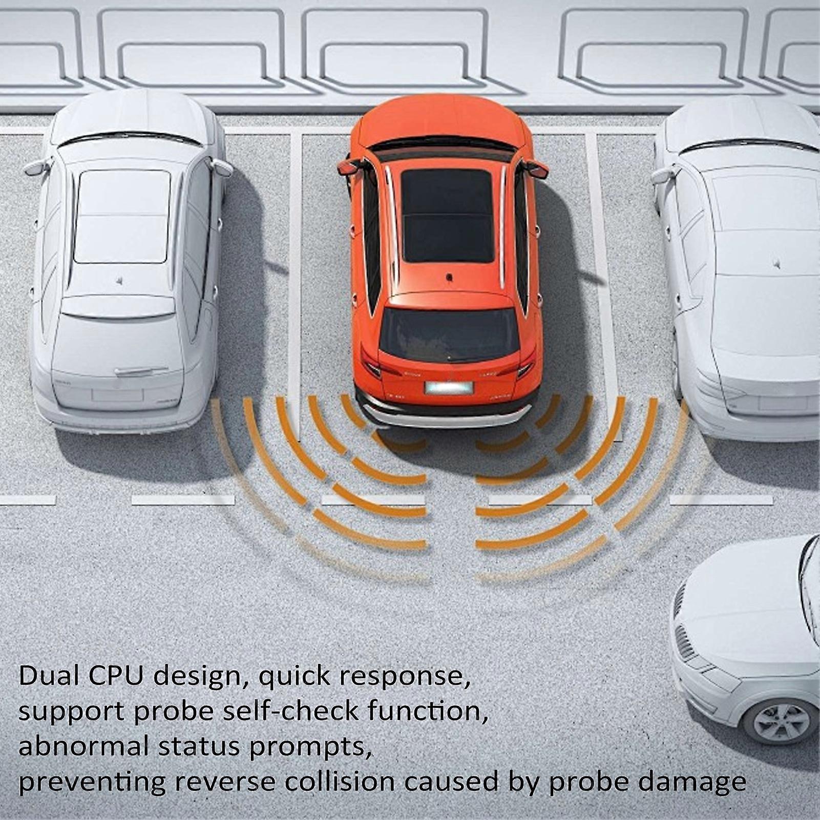 Car Parking Sensor Reversing Radars System Front & Rear Support Sound Warning/Buzzer/Mute with 4 Parking Sensors Distance Detection LCD Distance Disp