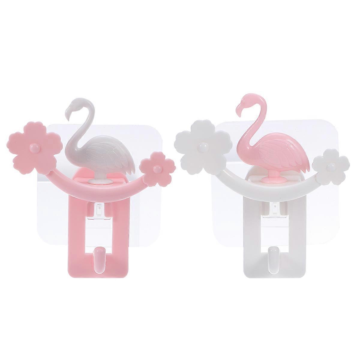 Adhesive Removable Hooks Self-Adhesive Flamingo Towel Hooks for Bedroom Kitchen 2Pcs