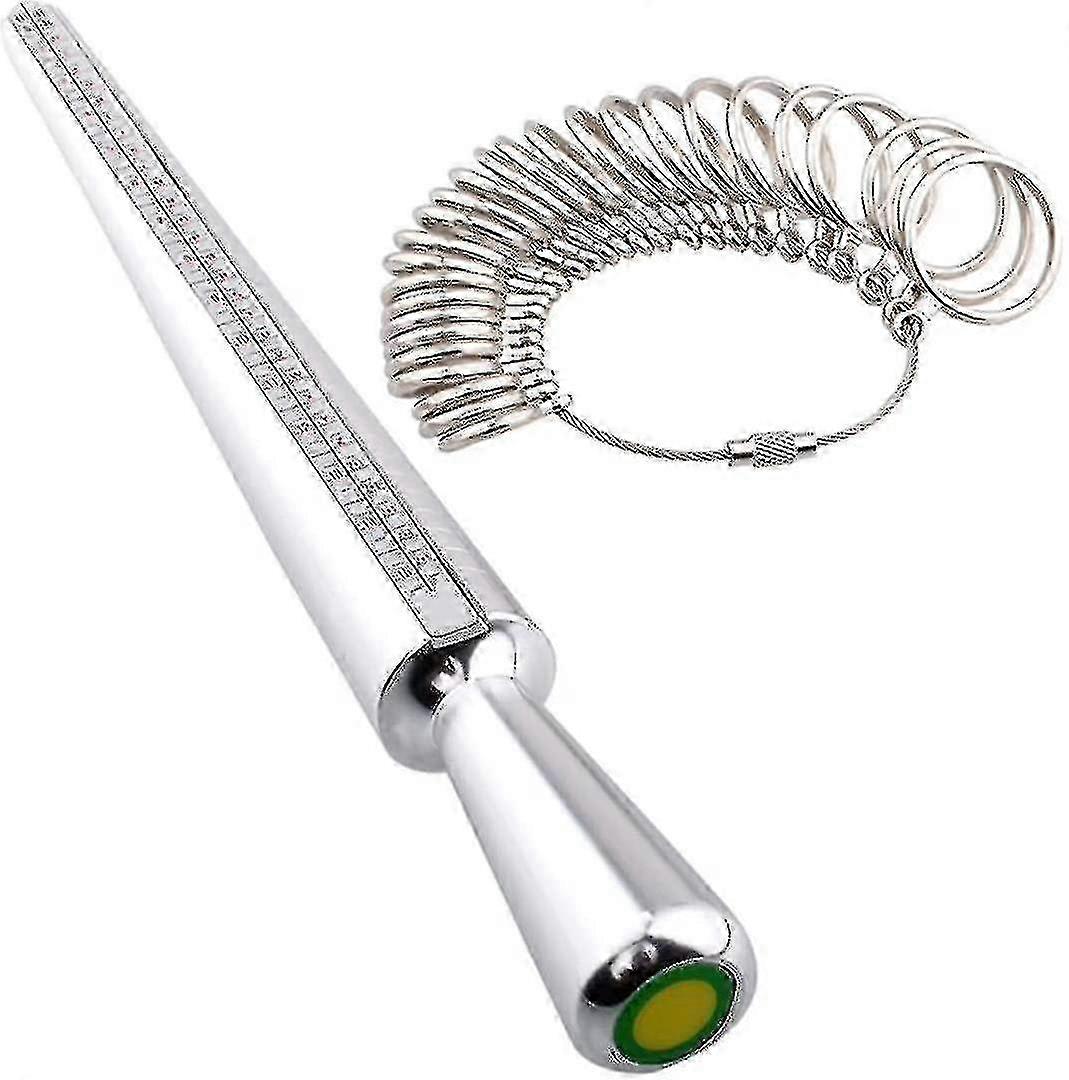 Ring Size Measuring Tool Set, Includes 4 Sizes Metal Mandrel and Finger Sizing Measurement Stick for Accurate Sizing