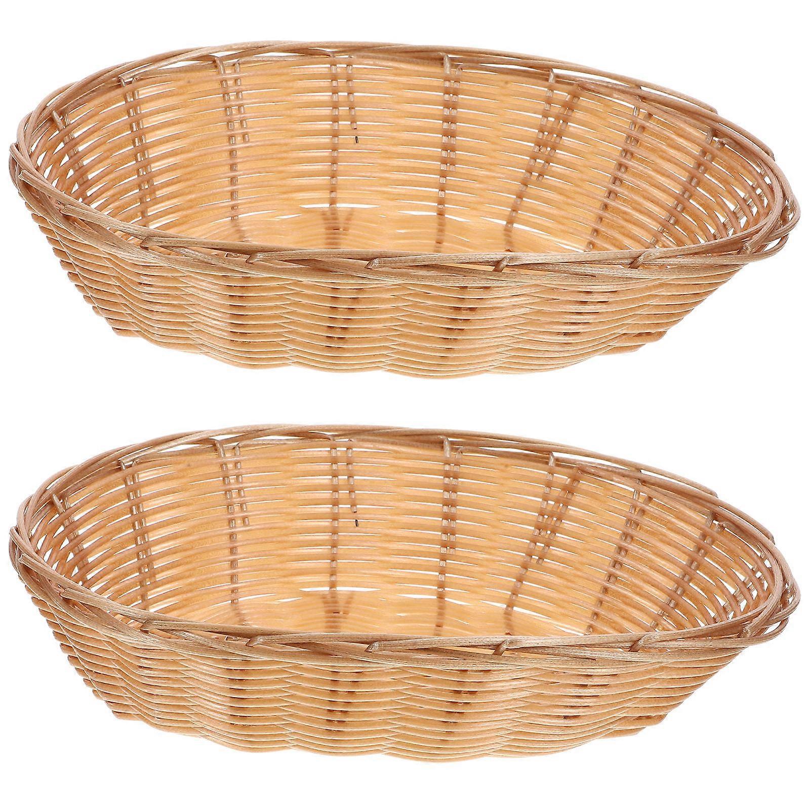 Bread Basket Woven Basket for Fruit Storage 2Pcs Portable Home Use