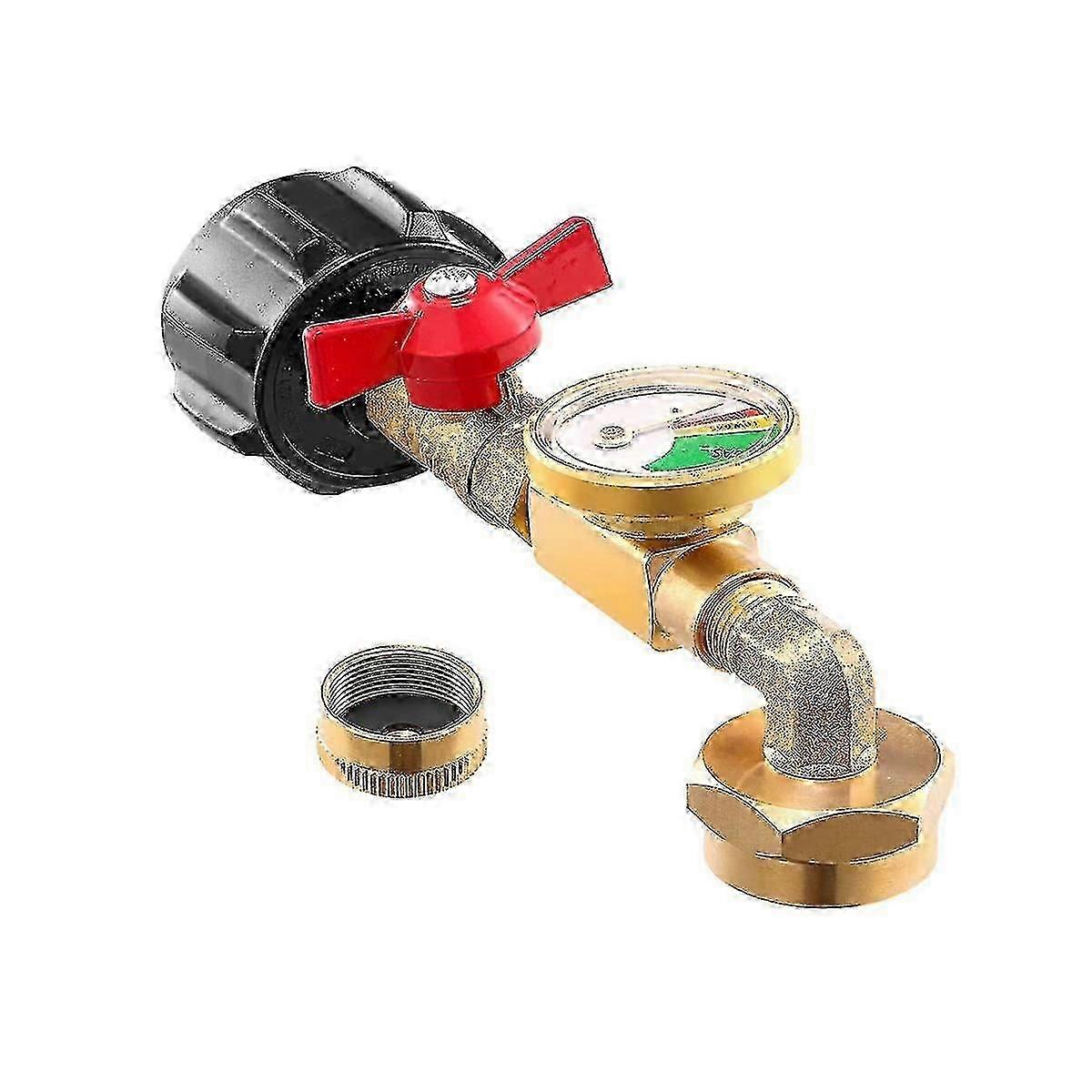 Qcc1 Propane Refill Elbow Adapter With Propane Tank Gauge, 90 Degrees Propane Refill Adapter With O Edition 0619