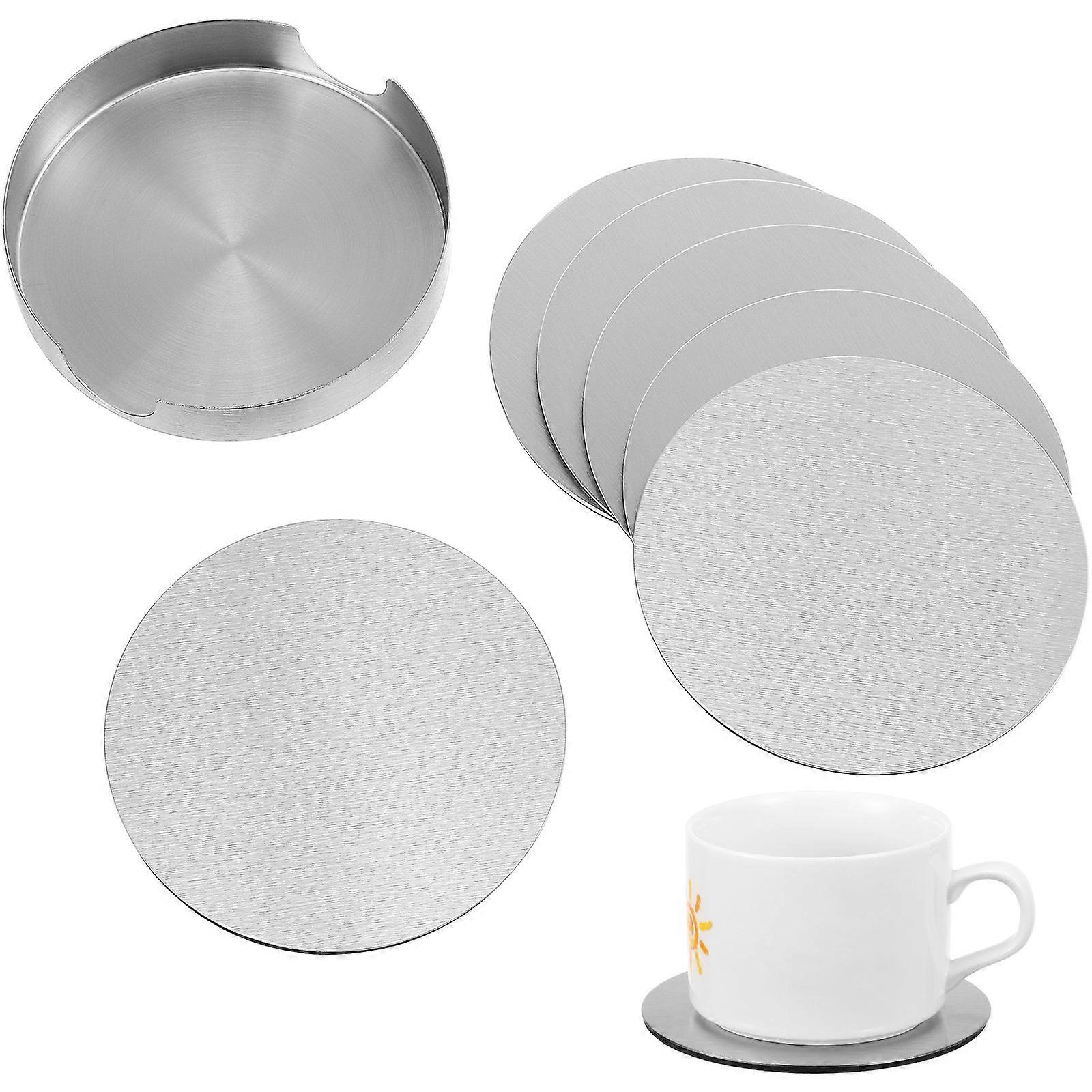 Heat Resistant Mat for Table Stainless Steel Coasters Set 6Pcs Non-Slip Silver
