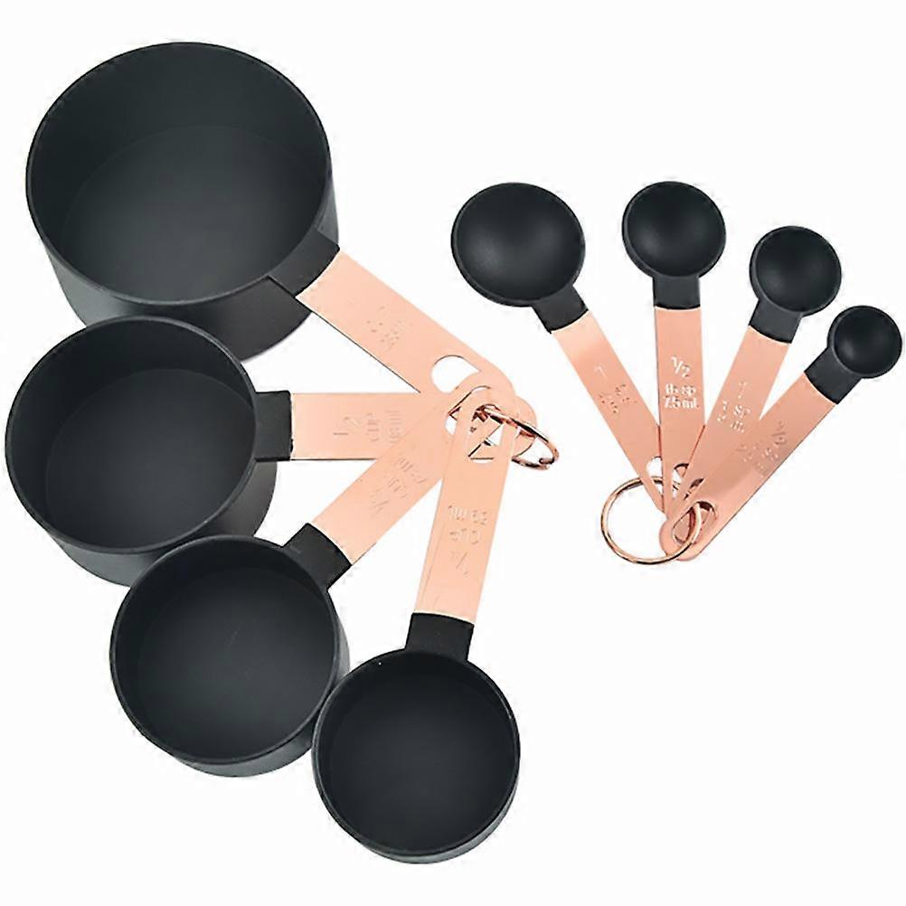 Cups Measuring Set 1 Set of 8 Pcs Stainless Steel Handle Measuring Spoons and Cups for Cooking Tools Simple Design 14X9CM