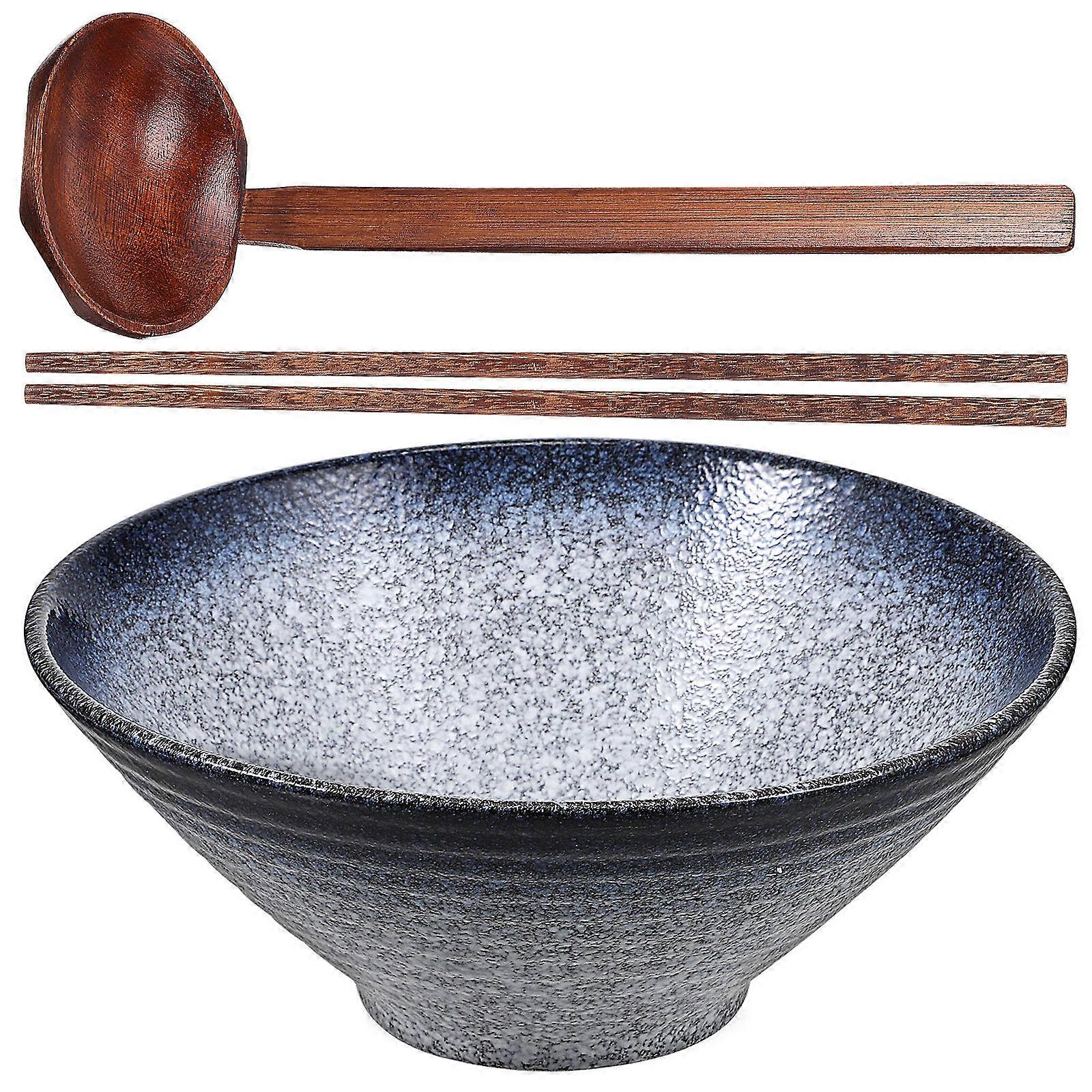Noodles Bowl Ceramic Ramen Kit Microwave Safe Dishwasher Safe For Cooking 1Set
